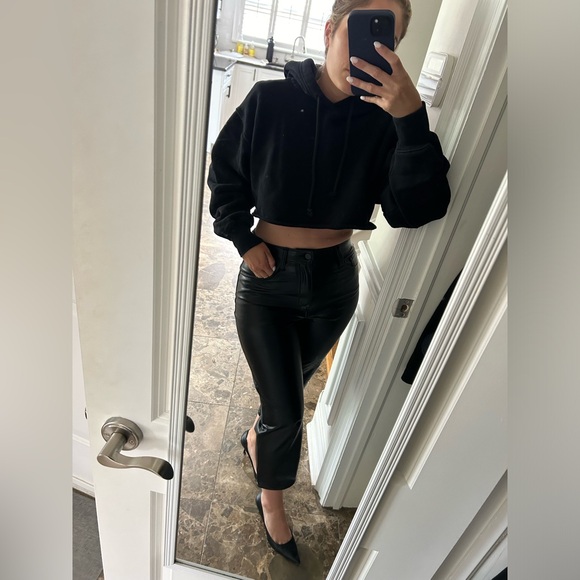 Abercrombie ankle straight cropped leather pants- size 27 - Picture 2 of 4